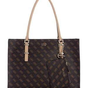 GUESS Brown Tote Bag with Tan Handles